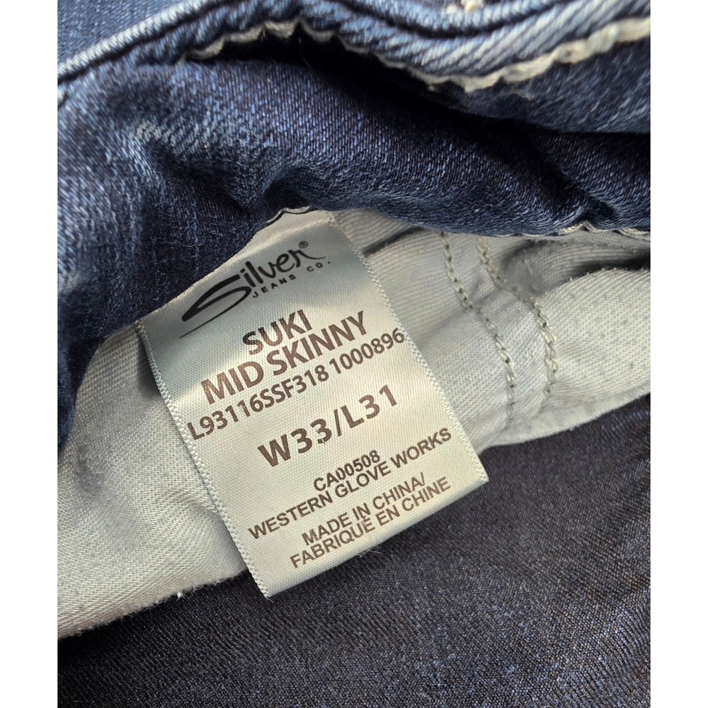 Silver Jeans Co Suki Mid Skinny Dark Wash Women's Denim Super Stretch W33 L31 - Picture 5 of 10